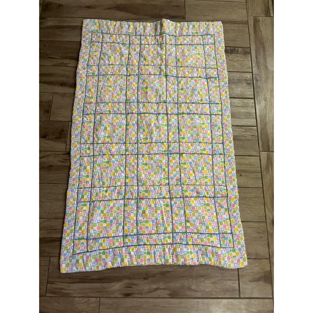 VTG Colorful Patchwork Alphabet Quilt Throw Wall‎ Decor 50